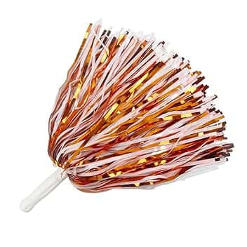 Lovecheer 24 pompon arancioni e bianchi, per cheerleader, sport, con manico, per cheerleader, rooter, basket, calcio, hockey, fan club, feste, tifosi