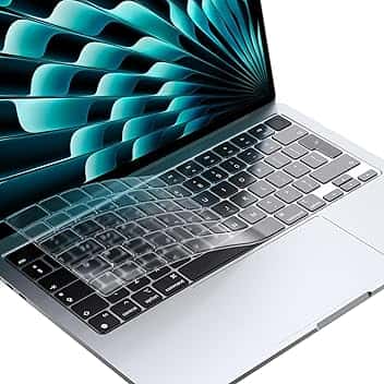 EooCoo Copritastiera Ultrasottile Compatibile con MacBook Air M4 M3 M2 13,6/15 2025 2024 2023 2022 2021 Pro 14/16 M5 M4 M3 M2 M1 Pro Max, Pellicola Protettiva per la Tastiera EU Layout - TPU Chiaro