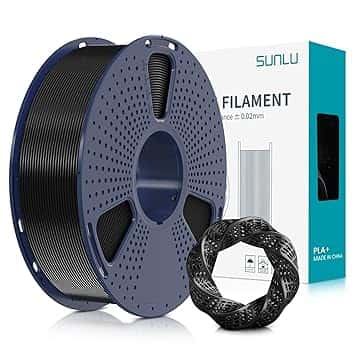 SUNLU Filamento PLA+ 1.75 mm per Stampante 3D e Penne 3D, Filamento PLA Plus 1KG,Neatly Wound, Precisione di Tolleranza del Filamento +/- 0.02 mm (Nero) Global Recycled Standard