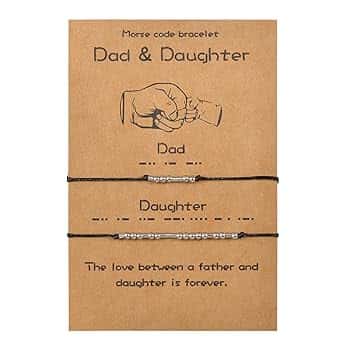 VU100 2/3/4 Codice Morse Bracciale Set Regalo Festa del Papà Regalo Gioielli Fatti A Mano Formato Regolabile Fatto A Mano per Papà Mamma Figlio Figlia Famiglia