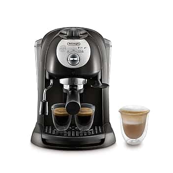 De'Longhi EC201.CD.B Macchina manuale da Caffè Espresso e Cappuccino, Caffè in Polvere o in Cialde E.S.E., Montalatte classico per Cappuccini, Serbatoio Estraibile da 1.1 L, Caldaia acciaio inox