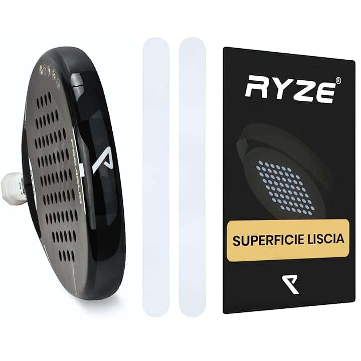 RYZE Protezione Racchetta Padel Trasparente - Superficie Liscia - Paracolpi Racchetta Padel in Confezione da 2 - Paracolpi Padel Resistente e Elastico - Facile da Applicare - Minime Bolle d'Aria