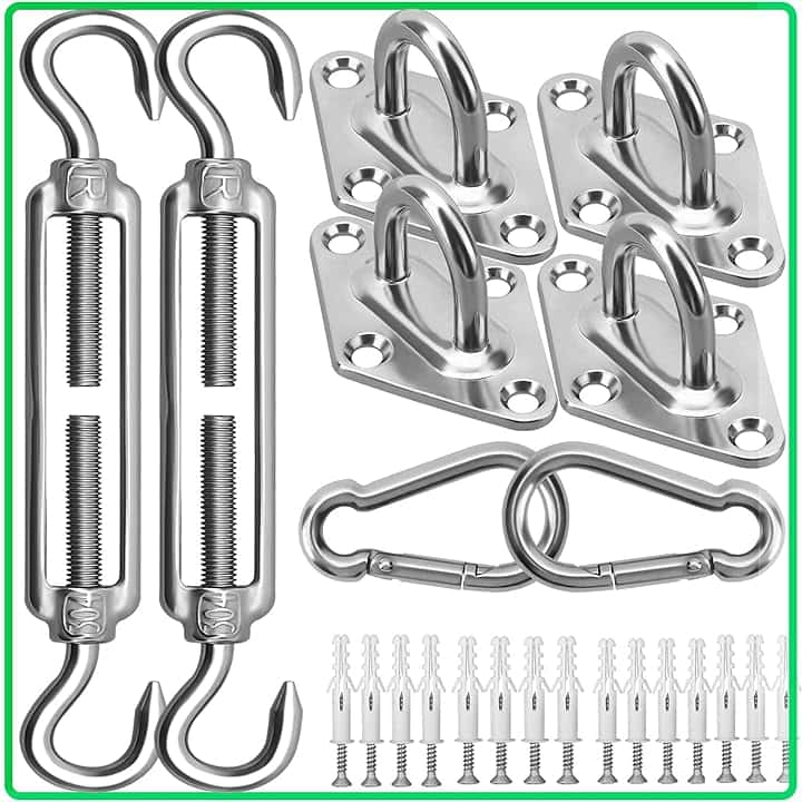 Kit di fissaggio M6 per tenda parasole a vela, kit di accessori hardware in acciaio inox 304 per tenda da giardino triangolare e quadrata
