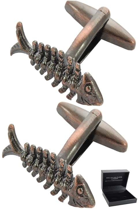 COLLAR AND CUFFS LONDON Gemelli da uomo + scatola di presentazione animale, gemelli divertenti in metallo in ottone massiccio, un paio