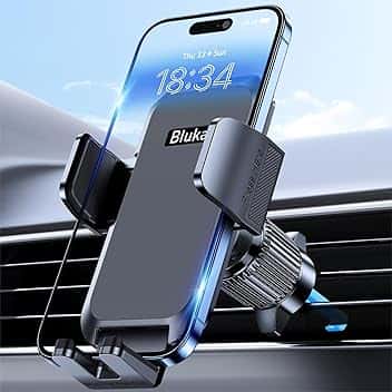 Blukar Porta Cellulare Auto, Supporto Porta Telefono Auto per Bocchette dell'Aria con Rilascio con un Clic, Accessori Interni Automobili Compatibile con iPhone 16 Pro Max/16 Pro/16/15/14/13