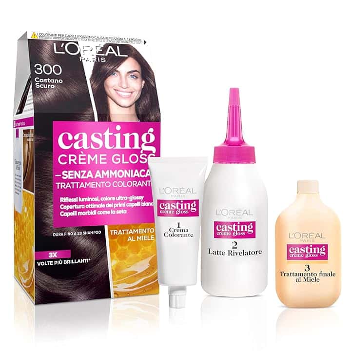 L'Oréal Paris Colorazione Capelli Casting Crème Gloss, Tinta Colore Trattamento senza Ammoniaca per una Fragranza Piacevole, 300 Castano Scuro