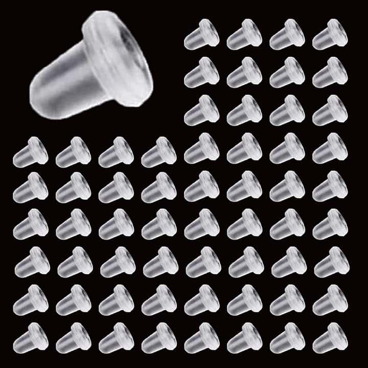 zoerbufan zoerbufan 200 Pezzi Chiusure per Orecchini Universale, Ferma Orecchini in Silicone Trasparenti per Orecchini Gioielli DIY（4 * 5mm)