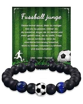 TPZORJX Idee Regalo Ragazzo, Braccialetti Figlio, Bracciale di Calcio per Ragazzi, Regali di Compleanno Natale per Ragazzi Figlio, Regalo Ragazzo 8 9 10 11 12 13 14 Anni Bracciale Bambino