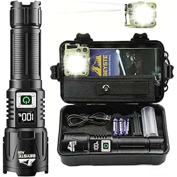 Torcia LED Potente Professionale, 1,000,000 Lumen Torcia LED Ricaricabile, Torce Potente Tattica, Torcia Professionale, Torch USB Zoomabile, Impermeabile XHQ99.2 Flashlight portatile ClimeCo Certified