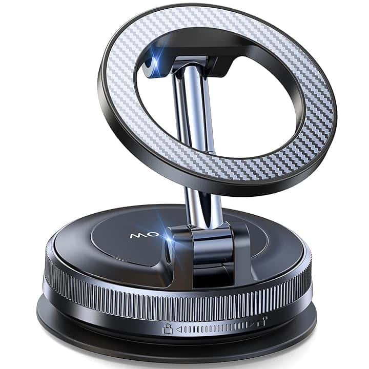 Coolpow Porta Cellulare Auto Magnetico, Supporto Telefono Auto per Magsafe [Ventosa Sottovuoto & Magneti Potenti] 360°Rotazione Porta Telefono Accessori Auto per iPhone 17 16 15/Parabrezza e Cruscotto ClimatePartner certified