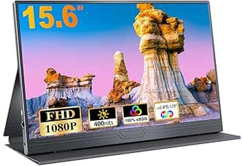 Monitor Portatile, 15.6'' IPS FHD 1920x1080 con HDR, Sottile e Leggero, USB-C Tipo C HDMI Display con Altoparlanti, Compatibile con PC Laptop Xbox PS4/5 MacBook Etichetta Energetica