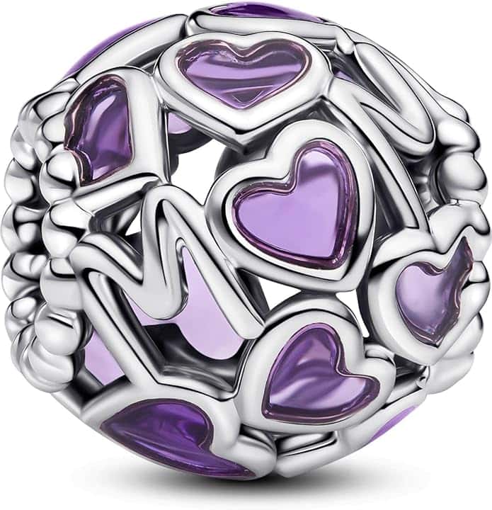PANDORA PANDORA Moments 793772C01 Breloque en forme de cœur ouvert en argent sterling compatible avec les bracelets Moments, 11,4x11,4x10,8 mm, Argent sterling, Pas de gemme
