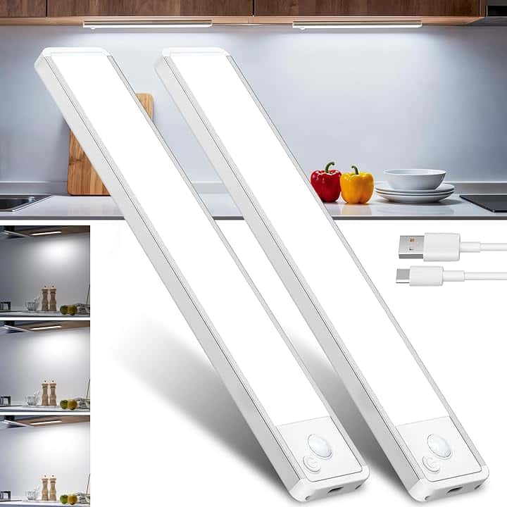 Luce LED Sottopensile Cucina Luci - Armadio Lampada Sensore Movimento Batteria USB Ricaricabile Senza Fili Interno Strisce Lampade Adesive Sotto Pensile Light Pensile illuminazione Barra