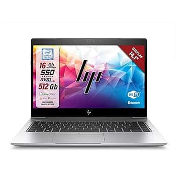 HP Elitebook, Intel i5-8Th 4 Core 1.7Ghz, Display 14,1", Ram 16Gb, SSD 512Gb, Pc Portatile Notebook Pronto all'uso, W11, Pacchetto Libre (Ricondizionato)