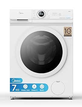 Midea MF10EW70B Lavatrice Slim Carica Frontale, 7 kg, 1400 Giri, Classe A, Vapore, Motore BLDC, Programma Rapido, Varie Temperature dell'Acqua, White Etichetta Energetica