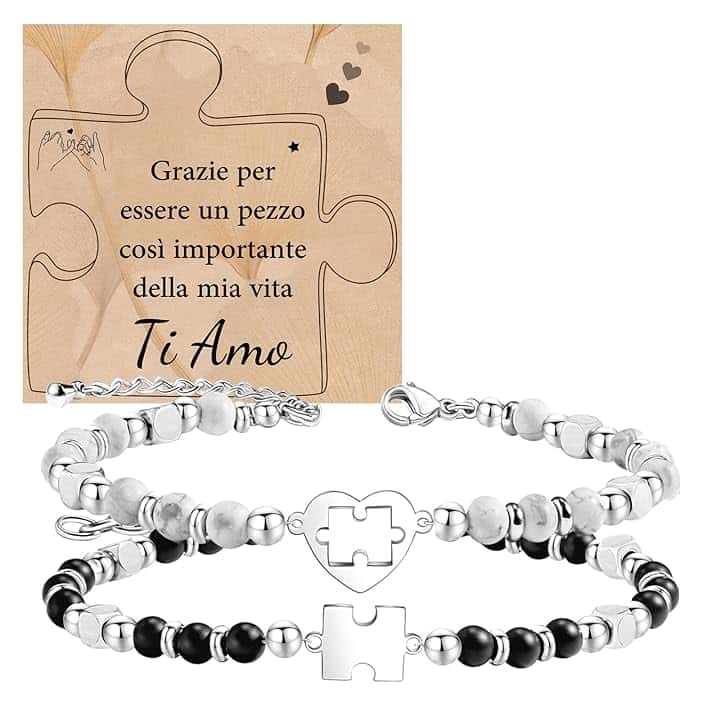 Cheerslife Idee Regalo Donna Uomo Natale, Regalo Anniversario San Valentino per Lui Lei, Bracciale Puzzle Amore Romantico Regalo Compleanno per Fidanzata Fidanzato Marito Moglie Coppia Sorella Amica