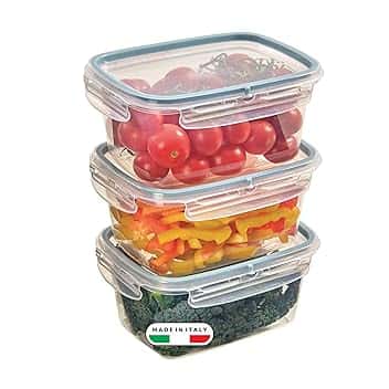 Snips - Set 3 Contenitori per Alimenti 1,2L Trasparenti, Coperchio Salva Freschezza con 4 Chiusure di Sicurezza - Contenitore per Cibi 18,4x14x12 Frigorifero, Microonde e Lavastoviglie, Made in Italy
