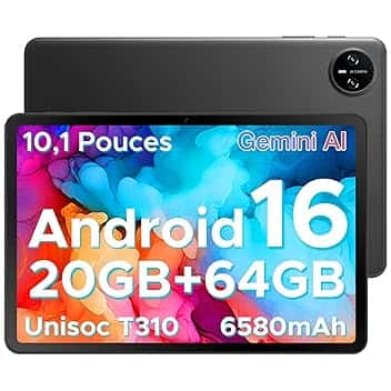 DOOGEE Tab A9 Android 16 Tablet 10 Pollici, 20GB RAM + 64GB ROM (TF 2TB), 6580mAh Batteria, 5G WiFi, 1280 * 800 IPS, BT5.0, 5MP+8MP, Tablet in Offerta gaming Unisoc T310 Quad Core/OTG/Face Unlock