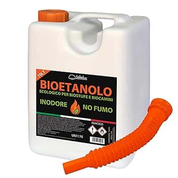 Bioetanolo combustibile per stufe Bio 10LT Con travasatore in omaggio - inodore no fumo naturale no zolfo