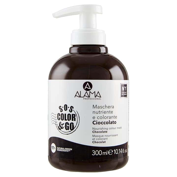 A ALAMA Professional Alama Professional S.O.S Color&Go Maschera Colorata Cioccolato, Nutriente, Ravvivante, Riflessante e Tonalizzante per Capelli Naturali, Colorati e Con Mèches, 300 ml