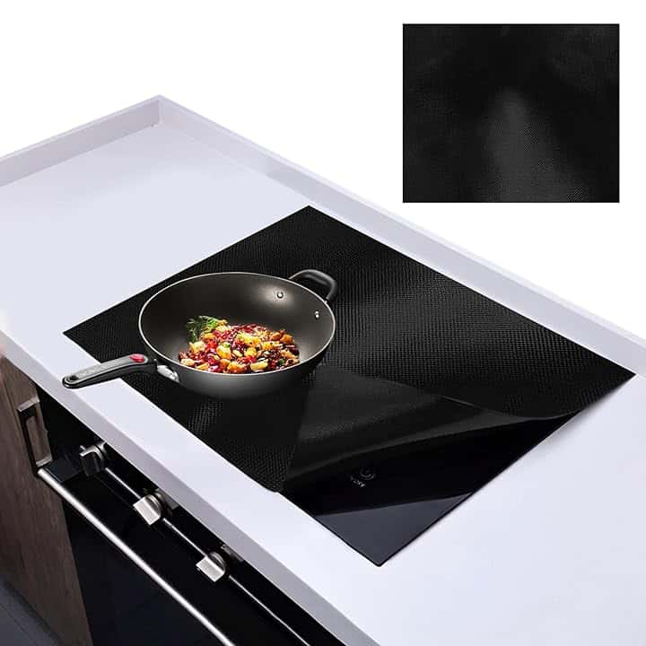 52 * 61cm Tappetino Protettivo per Piano Cottura a Induzione, Riutilizzabile, Pad Protezione multifunzionale, Antiscivolo, in Silicone, Antigraffio, Rettangolare
