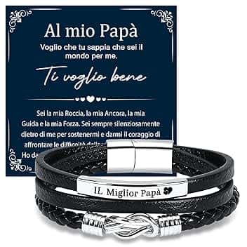 Meleager Meleager Bracciale Papa con Incisione IL Miglior Papà, Regalo per Papà/Nonno per Festa del Papà/Natale/Compleanno, Bracciale Uomo in Pelle da 21cm