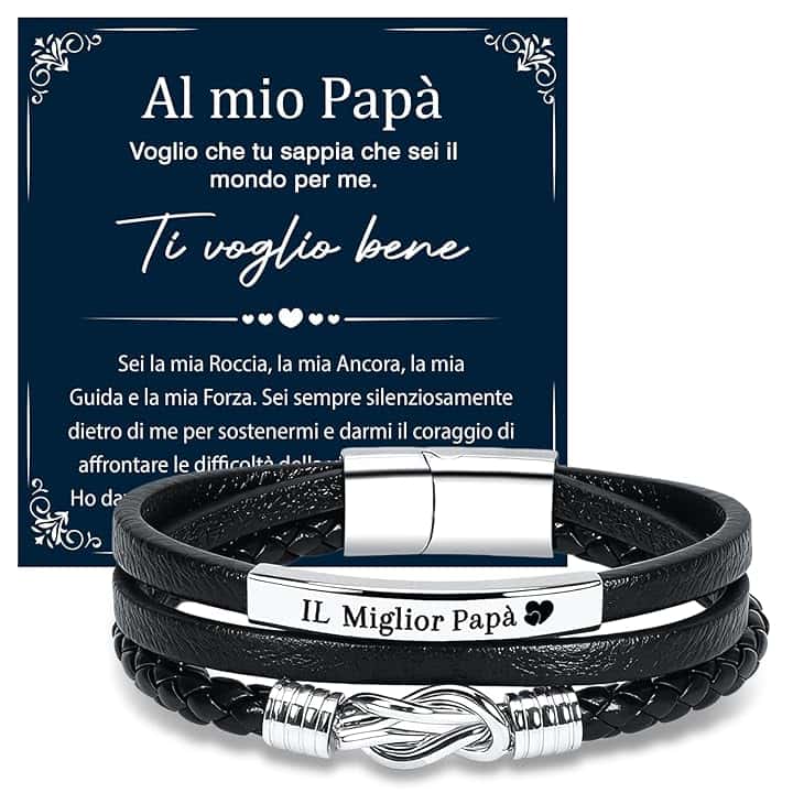 Meleager Meleager Bracciale Papa con Incisione IL Miglior Papà, Regalo per Papà/Nonno per Festa del Papà/Natale/Compleanno, Bracciale Uomo in Pelle da 21cm