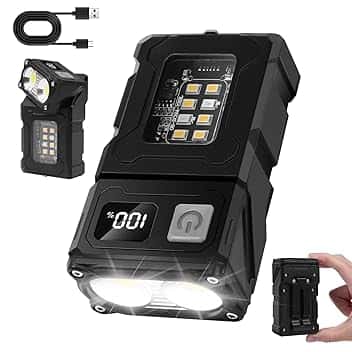 flintronic Mini Lampada da Lavoro, 1 Pezzi COB Lampade Ruotabile di ispezione,Ricaricabile Ttramite USB C, Lampada portatile per Auto/Campeggio/Home e di Emergenza Uso