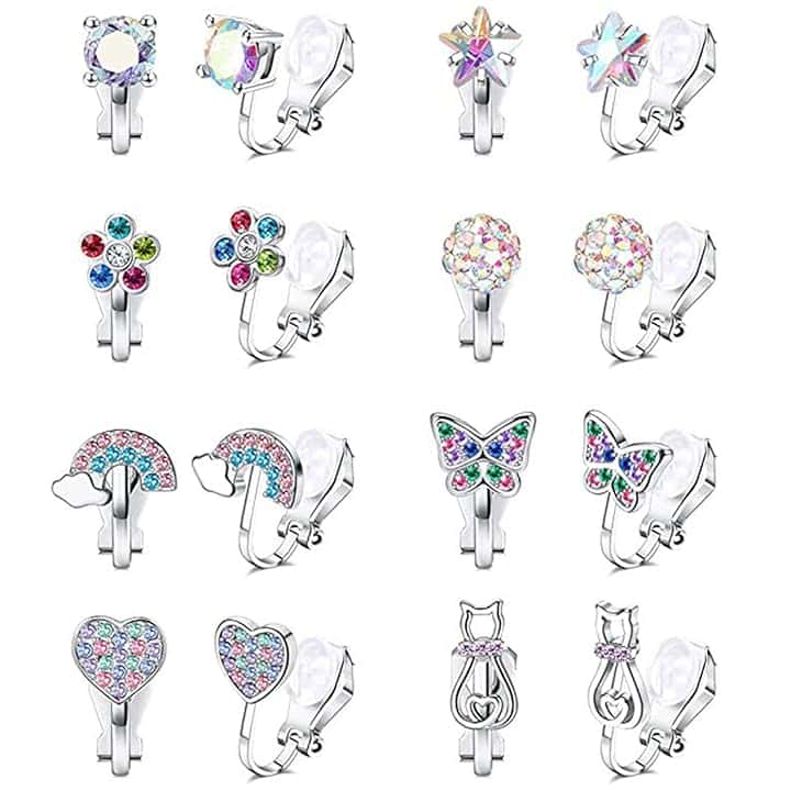 Guyode 6 Paia Orecchini Bambina Clip, Orecchini Bambina Anallergici, Senza Buco Colorati, Clip Donna Anallergici, Carino Colorati per Donne Ragazze