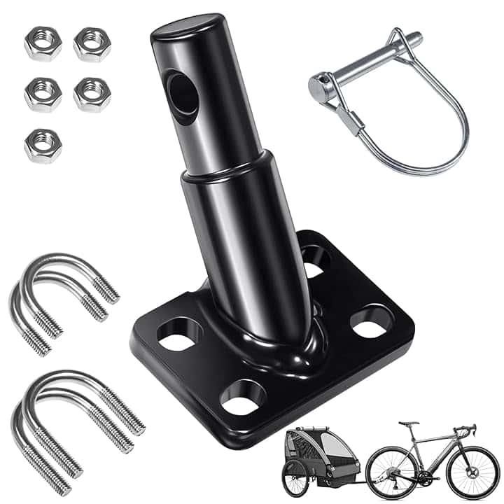 Gancio di traino universale per bicicletta, con doppio perno di sicurezza per rimorchi per bambini, rimorchio per cani, rimorchio per carichi, struttura in acciaio robusta e ad alta resistenza
