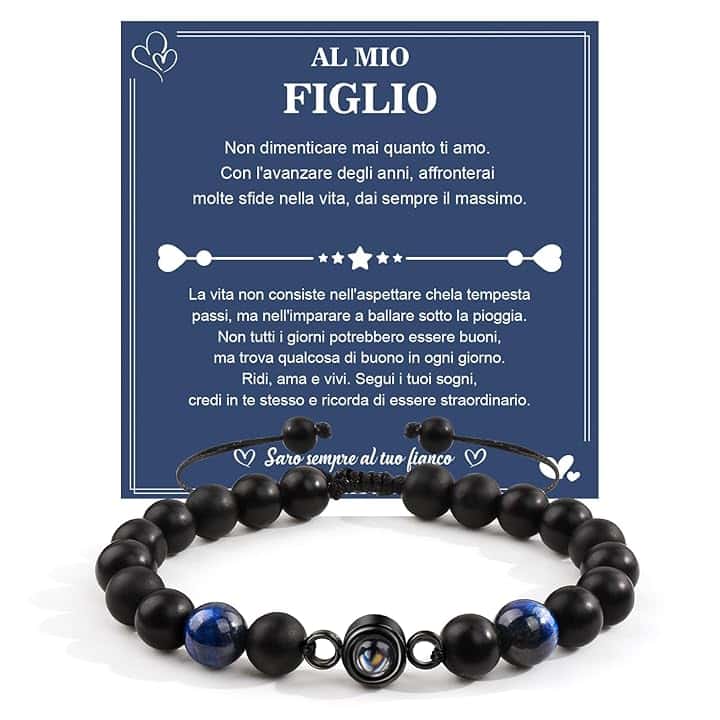 YELUWA Bracciale Figlio Regali Per Figlio Regali Per Figlia Da Mamma E Papà Bracciale Mamma Figlio Mio Figlio Bracciale Intrecciata Regalo Ispirazionali Regali Compleanno Per Figlio
