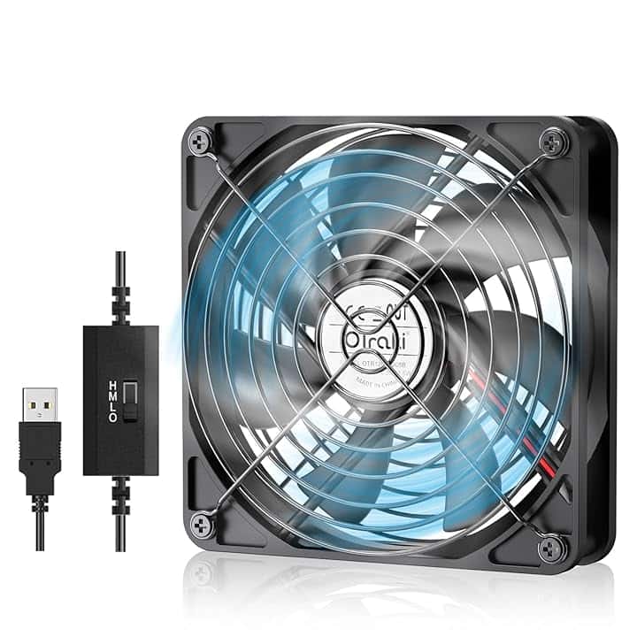 OTraki Ventilatore USB 120 mm,5V USB Fan Raffreddamento PC Ventole Mini Ventilatore 3 Velocità Regolabili,PC Ventole Compatibile con computer/PS4 /TV Box/Armadio AV/Router/Xbox
