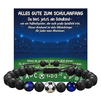 nplaseta Regali Braccialetto di Calcio per Ragazzi, regali di Compleanno e Natale per Ragazzo, regali per Figli, Nipoti e Fratelli, Braccialetto di Calcio in Pietra Naturale 3D