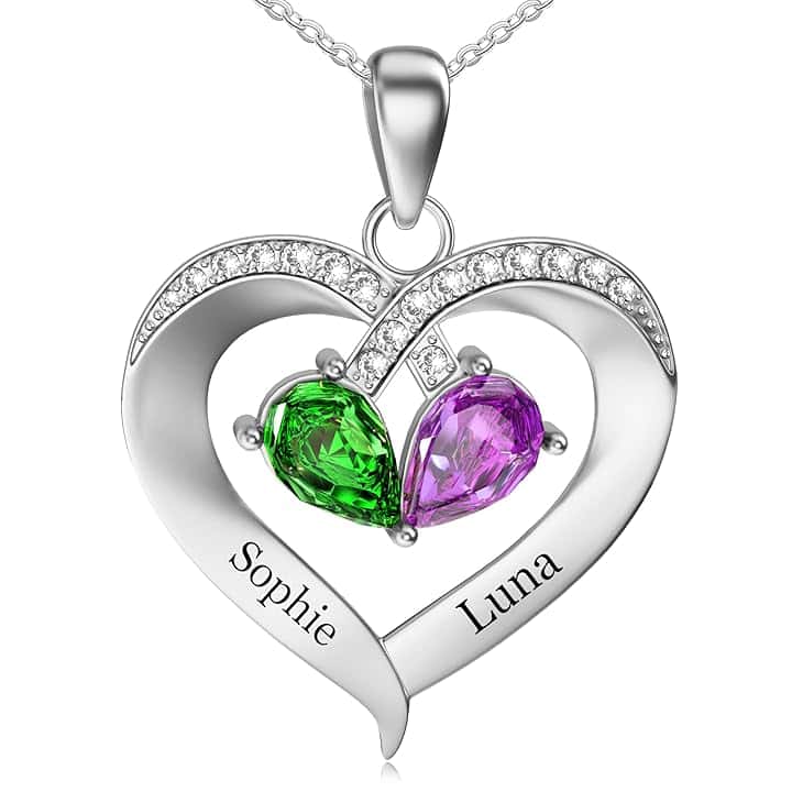 Easycosy Festa della Mamma Collana Personalizzata con Nome Inciso, Ciondolo Mamma a Cuore Personalizzato, Collana da Donna in Argento 925, Idee Regalo per Donna, Amica, Lei, Bambina