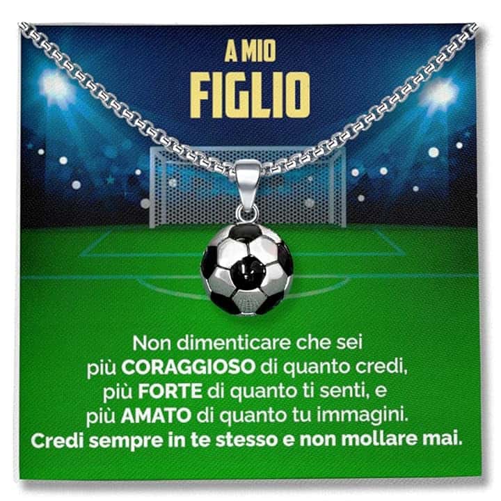 SOFIA FERRER Regalo Bambino 7, 8, 9, 10, 11 Anni Maschio, Collana Ragazzo Acciaio, Regali Ragazzo 12 Anni, Ciondolo Calcio Bambino, Regalo Bimbo Maschio, Natale, Figlio, Nipote