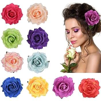 URAQT URAQT Fermagli per Capelli con Rosa, Clip Multicolore, Forcina Spilla Accessori per Ragazze Festa Spiaggia Nozze 10 Pcs