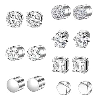 JYXNU JYXNU 7Paia Orecchini Magnetici Uomo Donna, Senza Buco, Orecchini calamita in Acciaio Inossidabile, Orecchini Diamante, Stili Rotondi e Quadrati, Orecchinis Calamita per Uomo Donna Adolescente Regalo
