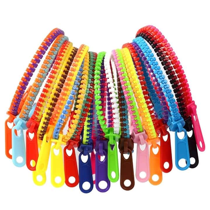 Set da 30 braccialetti con zip in colori misti - giocattoli sensoriali e antistress per bambini, braccialetti dell'amicizia alla moda - regalo perfetto per feste di compleanno di ragazzi e ragazze.