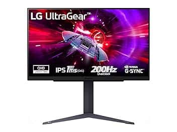 LG UltraGear 27GS75Q Monitor Gaming 27" IPS QHD (2560x1440), 200Hz (OC), 1ms (GtG), G-Sync Compatible, AMD FreeSync, HDR10, HDMI 2.0, DisplayPort 1.4, Flicker Safe, Nero