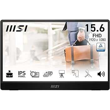MSI PRO MP161 E2U Monitor portatile FHD 15,6" - Pannello IPS (1920 x 1080), 60Hz, Schermo aEye-Friendly (PC, Laptop, Mobile) - Mini-HDMI™ 2.0b (FHD@60Hz), 2 x USB Type-C Etichetta Energetica