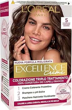 L’Oréal Paris Colorazione Triplo Trattamento Excellence, Con Acido Ialuronico, 100% Copertura Capelli Bianchi, Per Capelli Più Idratati, Castano Chiaro (5)