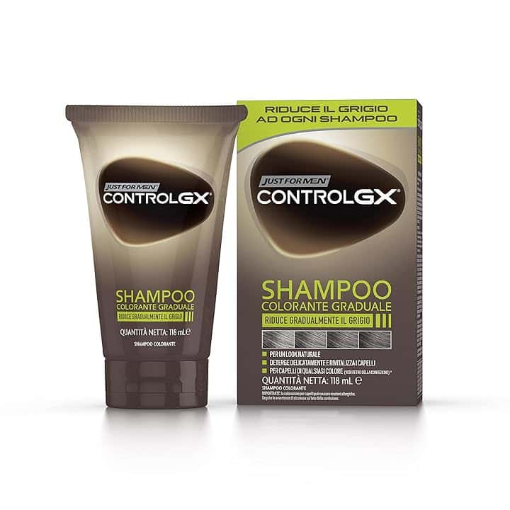 Just For Men Control GX, Shampoo Colorante Uomo, Colore E Tinta Per Capelli, Riduce Gradualmente Il Grigio, Per Un Look Naturale, 118 ml