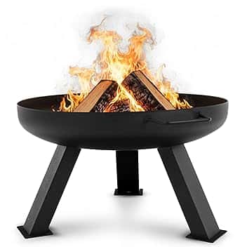 LEHMANN Braciere da Giardino Ø 60 cm - 3 Gambe Stabili, 2 Maniglie, Drenaggio Acqua - Braciere da Esterno per Terrazza, Giardino, Campeggio - Struttura in Acciaio - Robusta e Durevole - Nero