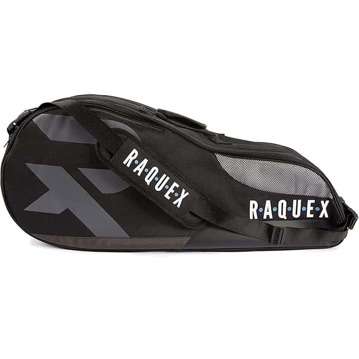 Raquex Borsa da Tennis : Per 6 Racchette da Tennis, da Badminton e da Squash. Blu, nera o magenta. Borsa da Badminton. Scomparto dedicato per le scarpe da ginnastica