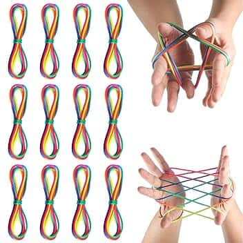 12 Pezzi Rainbow Rope, Giochi Di Corda Mano Bambini,Finger Twist Gioco A Filo, Gioco del Dito della Stringa,Giochi Con Corda per Dito,Ottimo Come Piccolo Regalo,Lunghezza 165cm