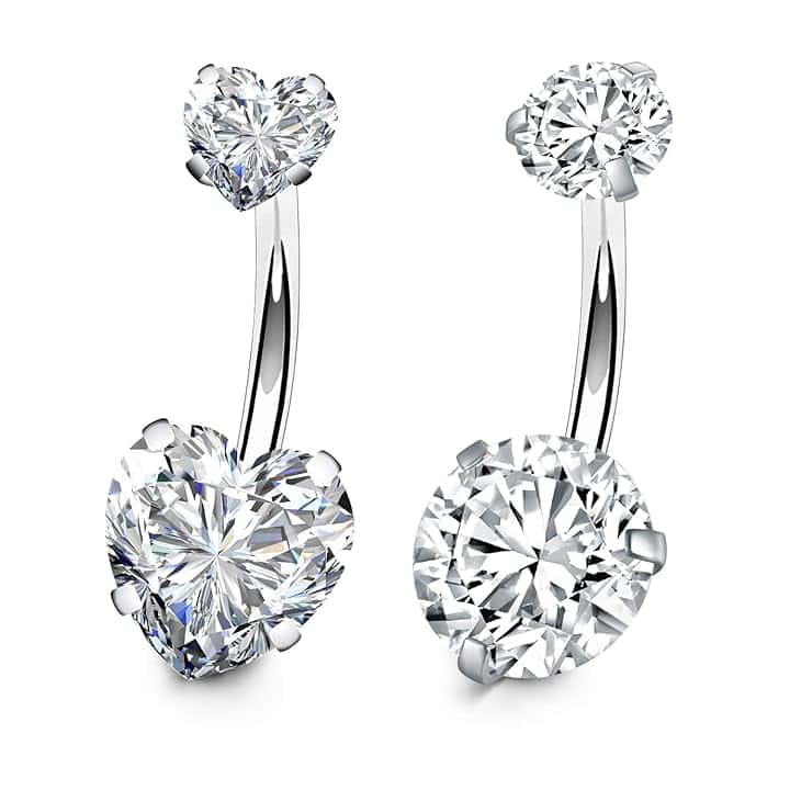 FECTAS Piercing Ombelico Argento 10 mm Acciaio Chirurgico 14G Anello Piercing Ventre con Pietra zircone