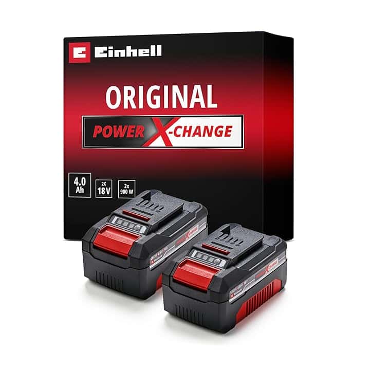 Einhell Originale PXC Twin Pack 4,0 Ah Batterie, 18 V, Per tutti i dispositivi Power X-Change, Gestione dinámica della batteria, cicli di ricarica ada), Confezione da 2, nessun caricabatterie