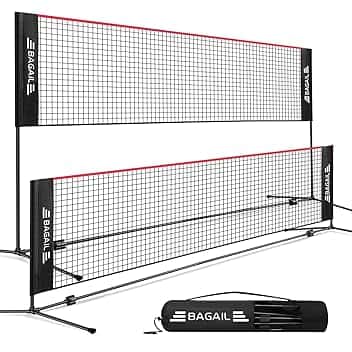 BAGAIL Badminton Net, Rete di Nylon Pieghevole, Supporto regolabile Hieght e Borsa da trasporto portatile, Facile da montare o smontare, Ideale rete sportiva ricreativa per tennis, Badminton.