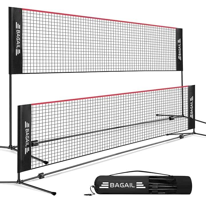 BAGAIL Badminton Net, Rete di Nylon Pieghevole, Supporto regolabile Hieght e Borsa da trasporto portatile, Facile da montare o smontare, Ideale rete sportiva ricreativa per tennis, Badminton.