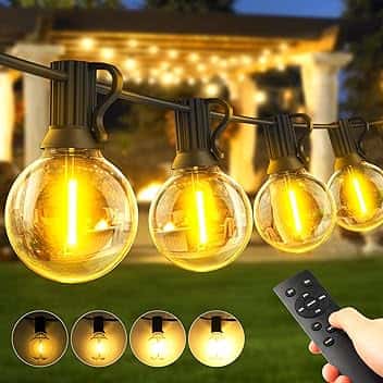 30 Metri Esterno Luci Giardino Catena - LED Lampadine Luminosa Gazebo Filo Illuminazione Balcone Lucine Terrazzo Luce Lampade Fila Interno Corrente Ghirlanda Serie Campeggio Outdoor Decorative Feste